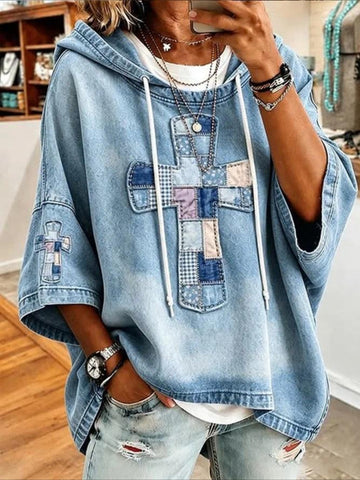 Casual Printing Half Sleeve Hoodie
