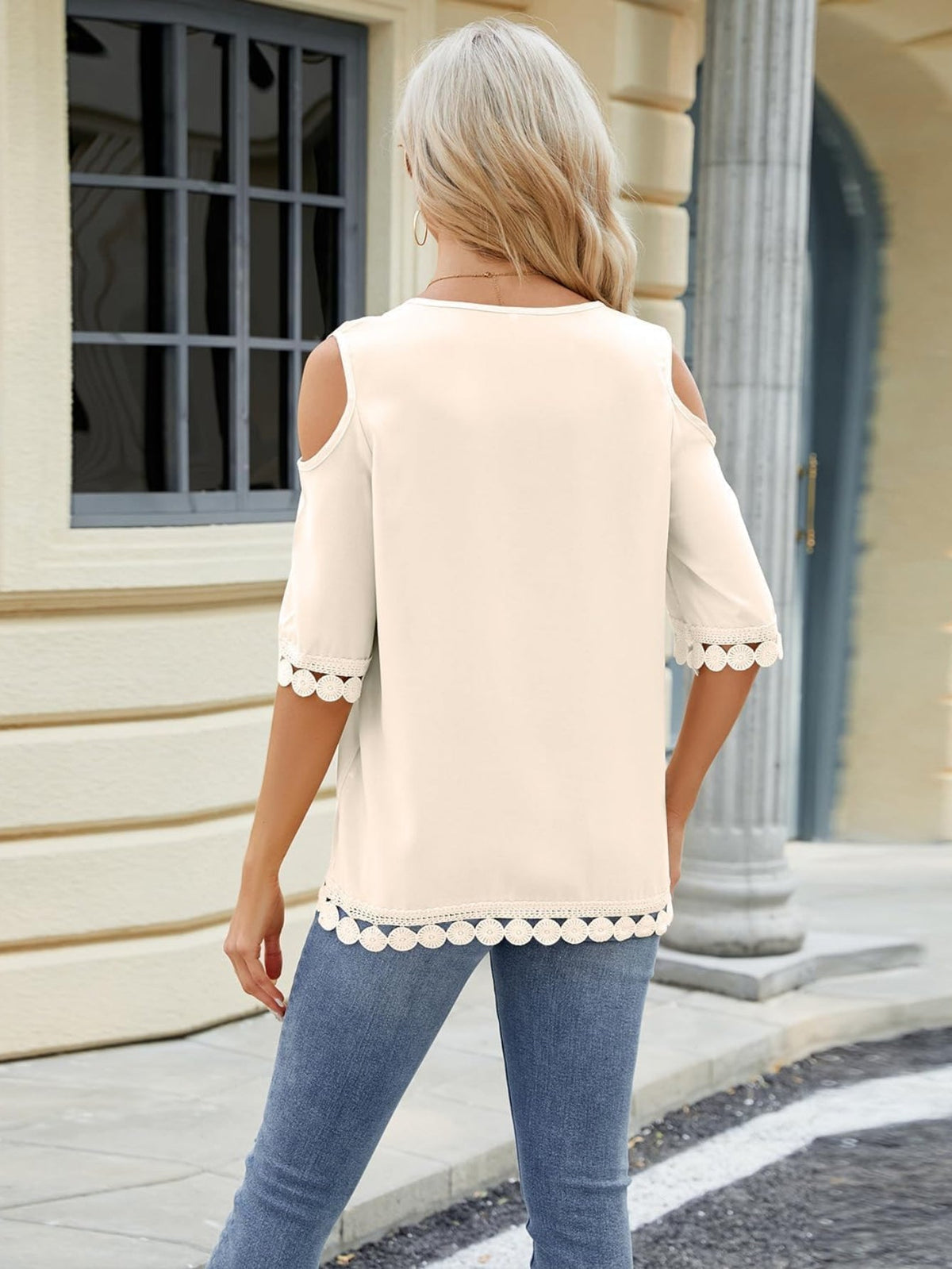 Womens Tops Cold Shoulder Crew Neck Short Sleeve Summer Tunics Blouse Casual Loose Fit T Shirts