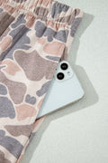 Multicolour Camouflage Print Long Sleeve Top Loose 2pcs Pants Set