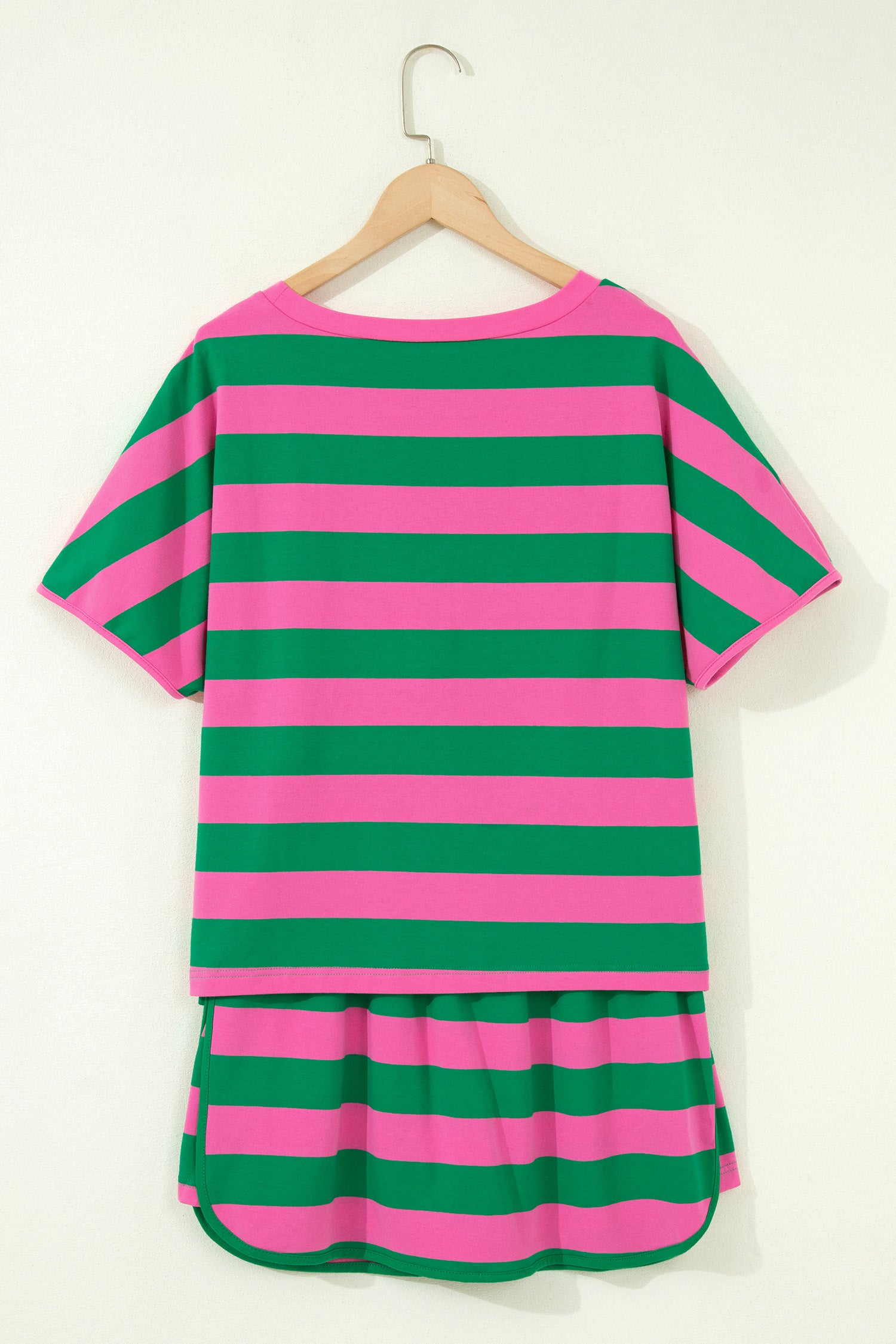 Rose Stripe Dolman Tee Drawstring Skort Athletic 2pcs Set