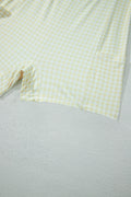 Yellow Cream Faux Two Piece Gingham Contrast Patchwork Loose Mini Dress