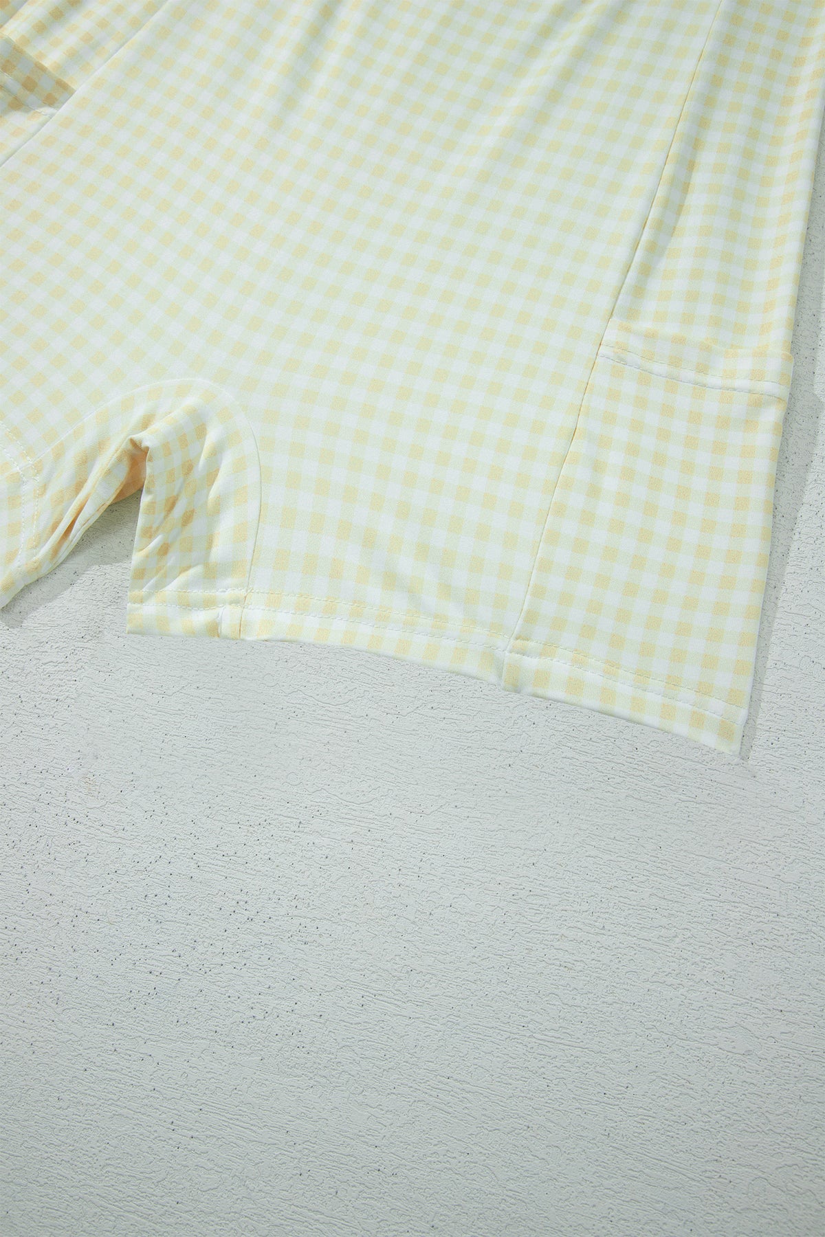 Yellow Cream Faux Two Piece Gingham Contrast Patchwork Loose Mini Dress
