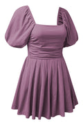 Valerian Square Neck Ruched Puff Sleeve Romper