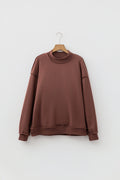 Coffee Oversize Drop Shoulder Reversible Mock Neck Sweatshirt