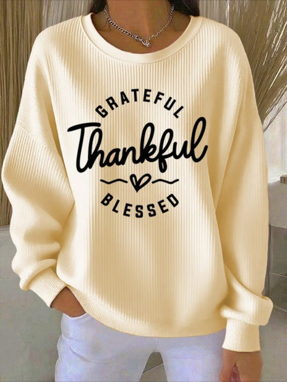 Crew Neck Floral Long Sleeve Comfy Casual Sweater Hoodie