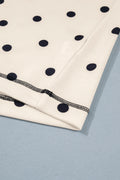 White Polka Dot Short Sleeve Loose Top Drawstring Shorts Set