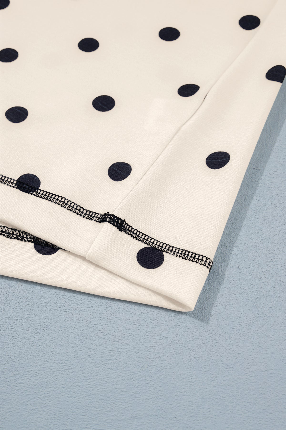 White Polka Dot Short Sleeve Loose Top Drawstring Shorts Set