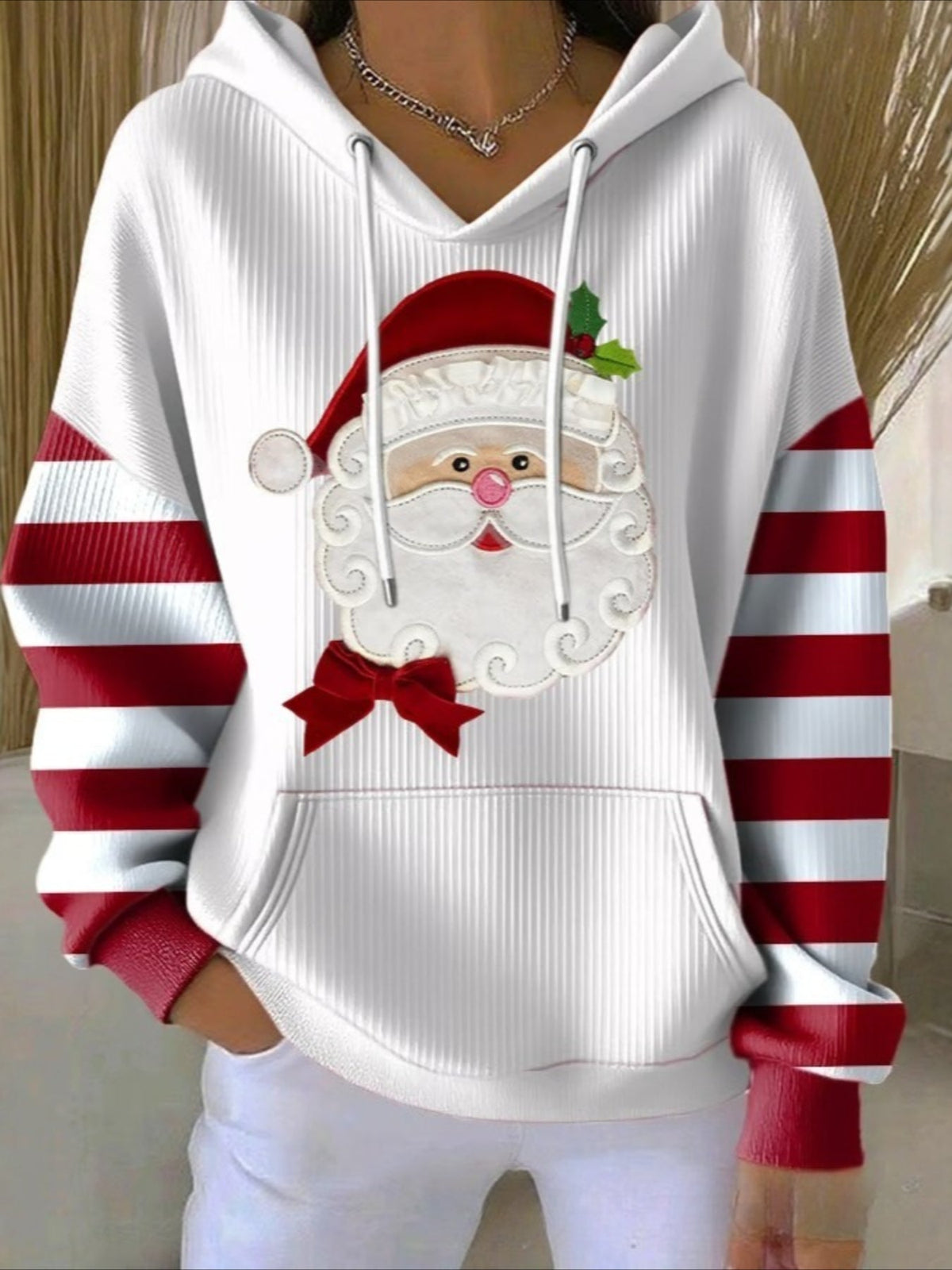 Christmas Grid Pullover Hoodie Sweatshirt