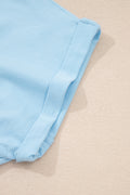 Beau Blue Solid Color Cropped Tank Top and Jogger Pants Set