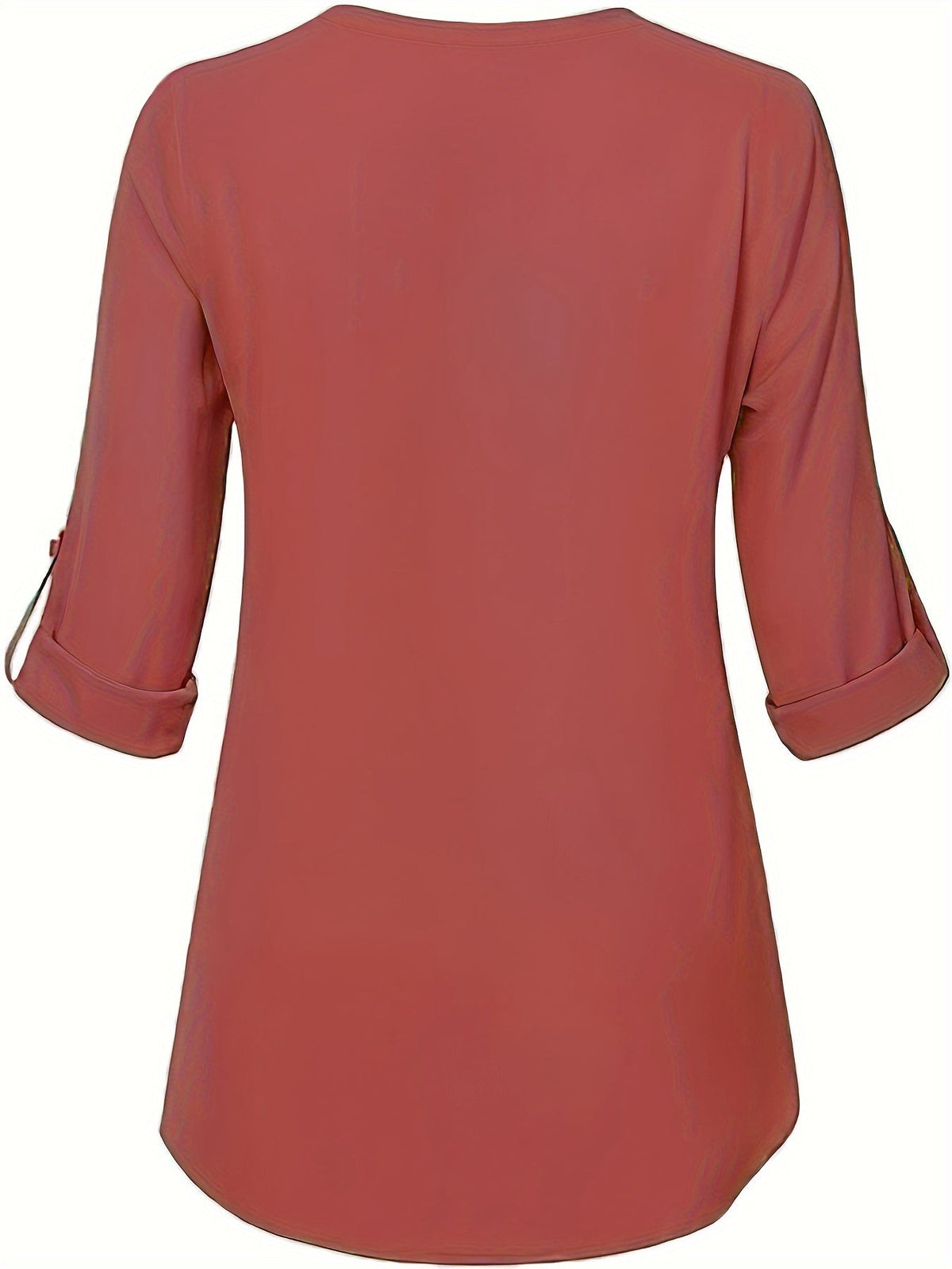 Solid Simple Blouse, Casual V Neck Long Sleeve Blouse