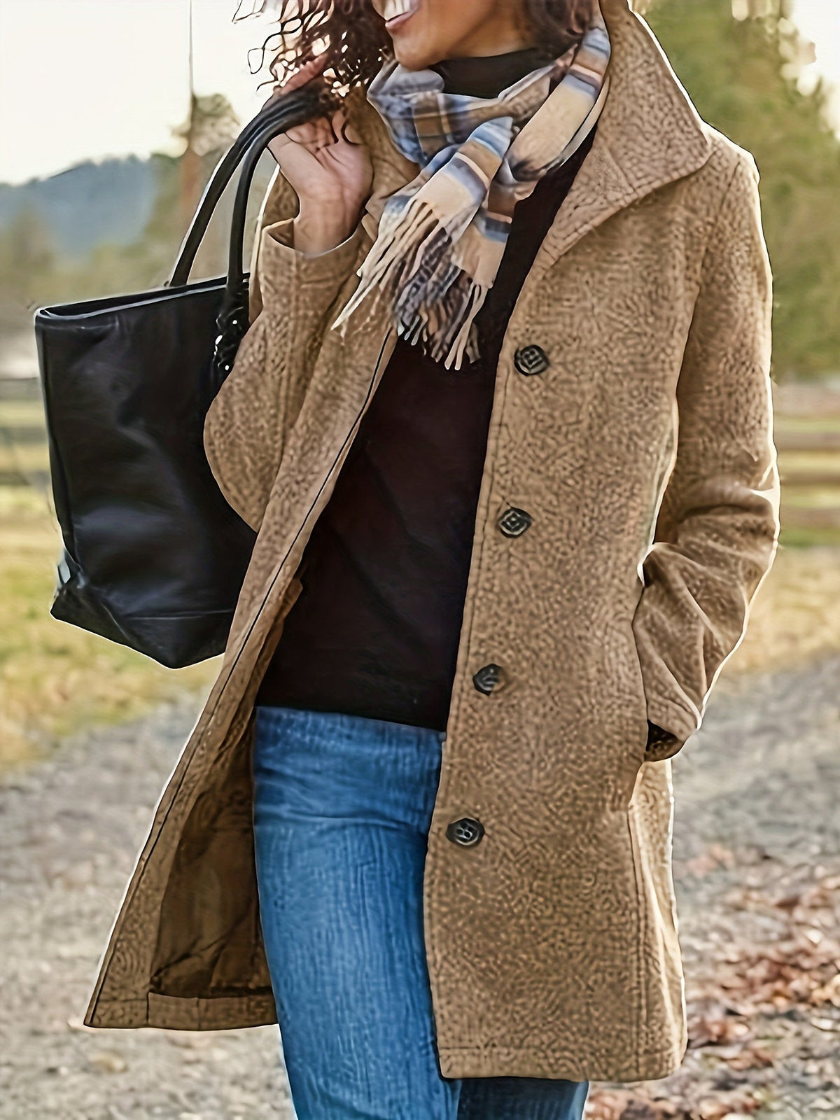 Stylish Solid Color Long Sleeve Single Breasted Overcoat - Wool & Blends Outerwear