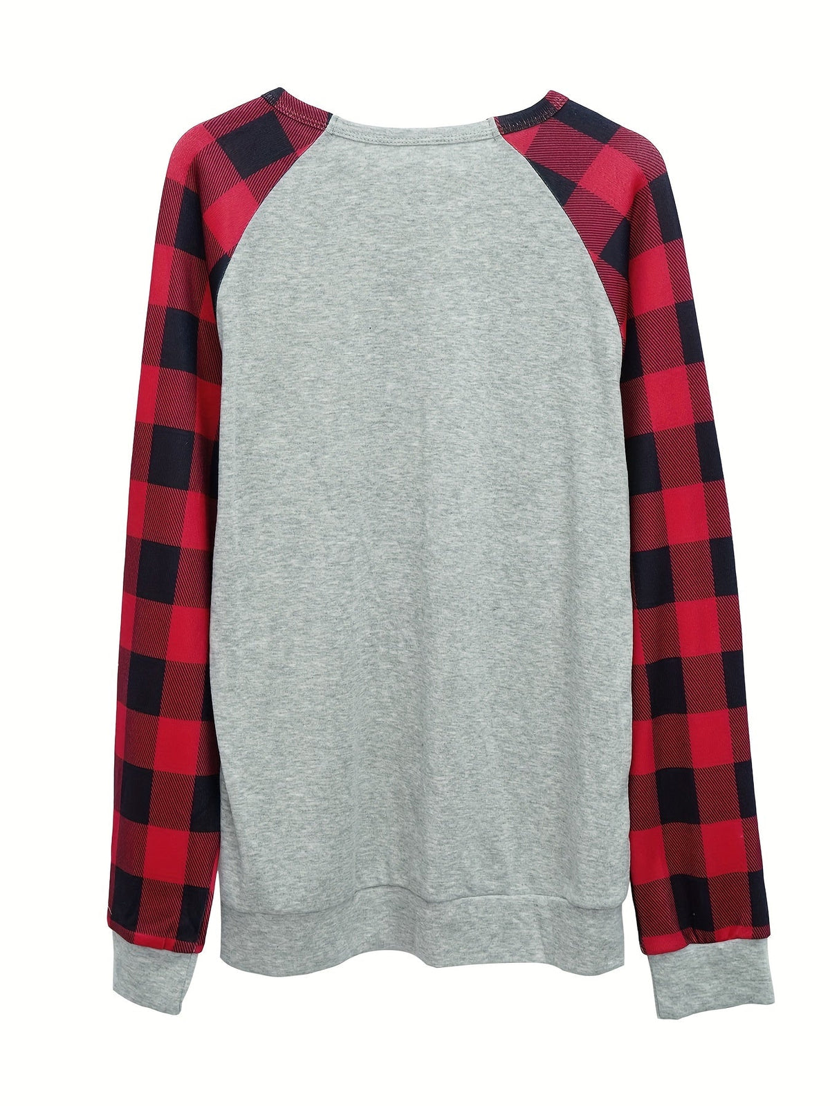 Color Block Long Sleeve Shirt, Oversized Crew Neck Top