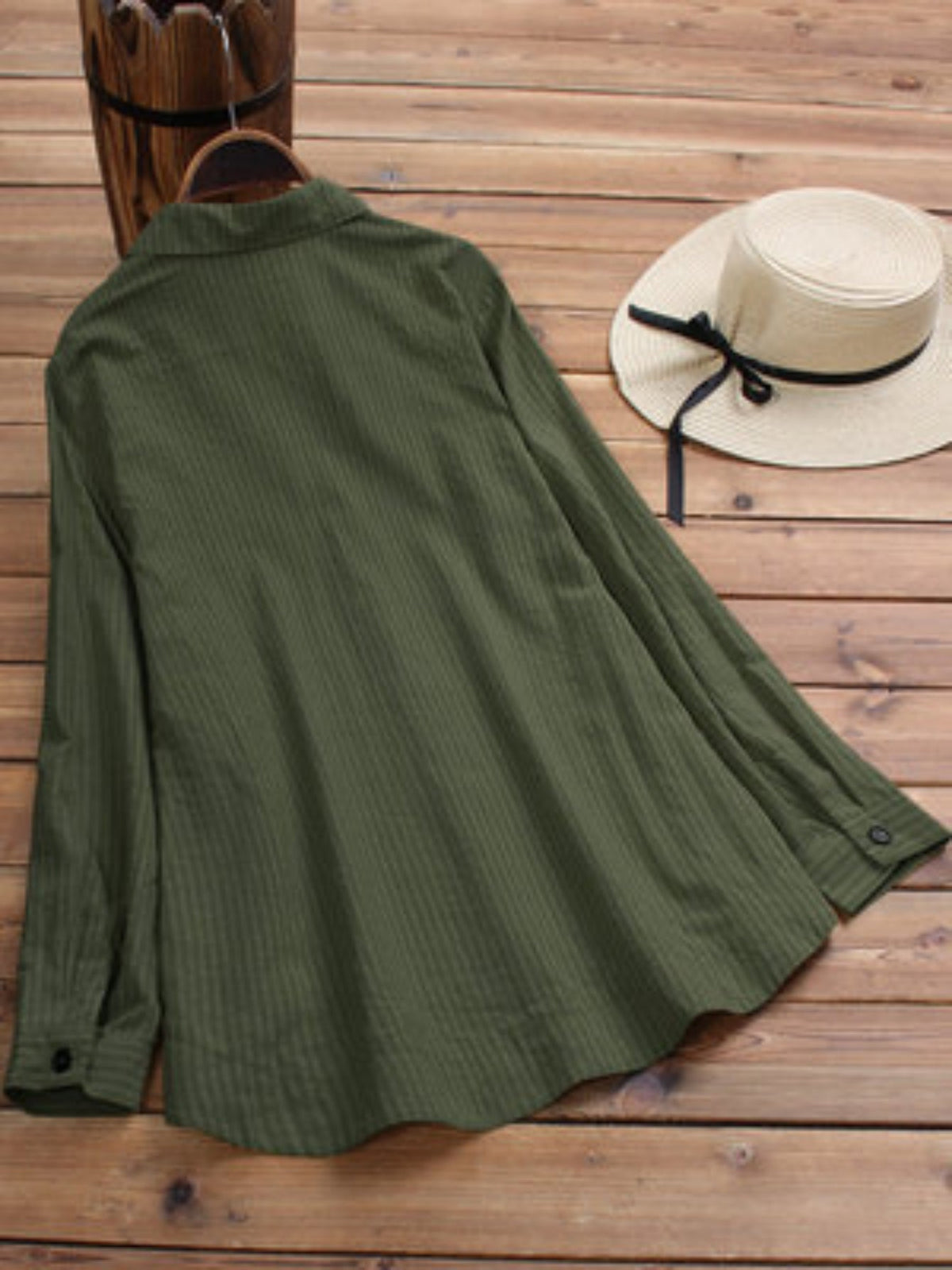 Boho Style Solid Blouse with Rollable Sleeves and Side Buttons - Comfortable and Fashionable
