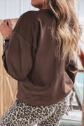 Coffee Floral Buffalo Plaid Striped Embroidered Patch Western Pullover Sweatshirt