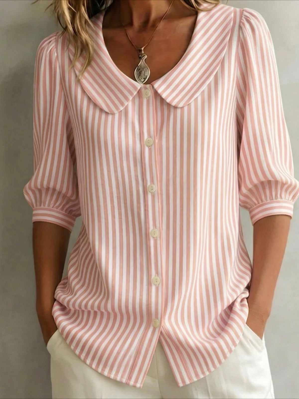 Short Sleeve Striped V-Neck T-Shirt