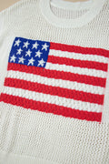 White Flag Graphic Short Sleeve Sweater Top