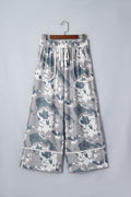 Brown Camouflage Print Contrast Lace-up Raw Edge Pocketed Loose Pants