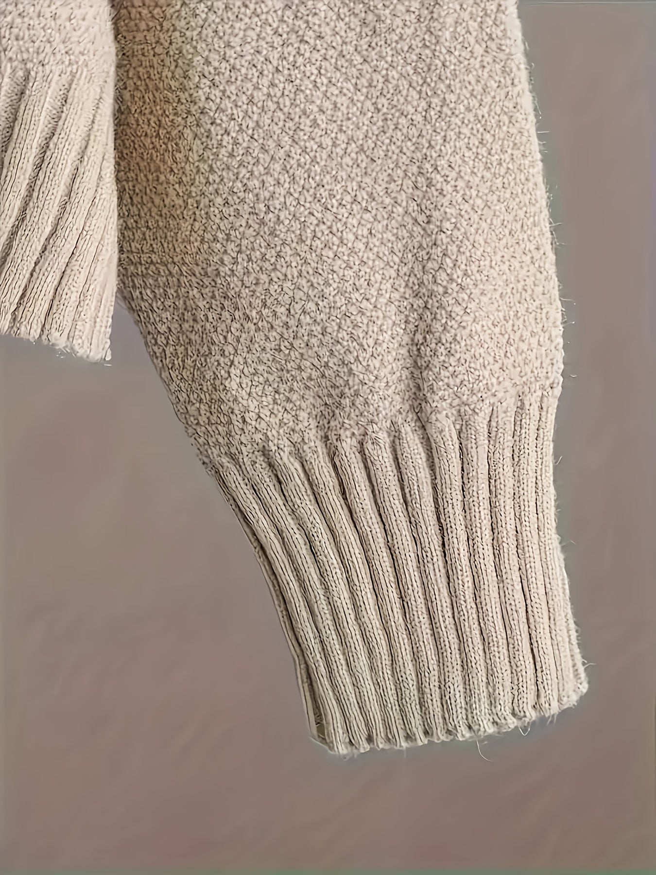 Solid Color Round Neck Sweater & Wide-Leg Pants Two-Piece Set