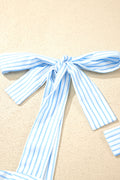Sky Blue Floral Striped Patchwork Knot Straps 2pcs Short Set