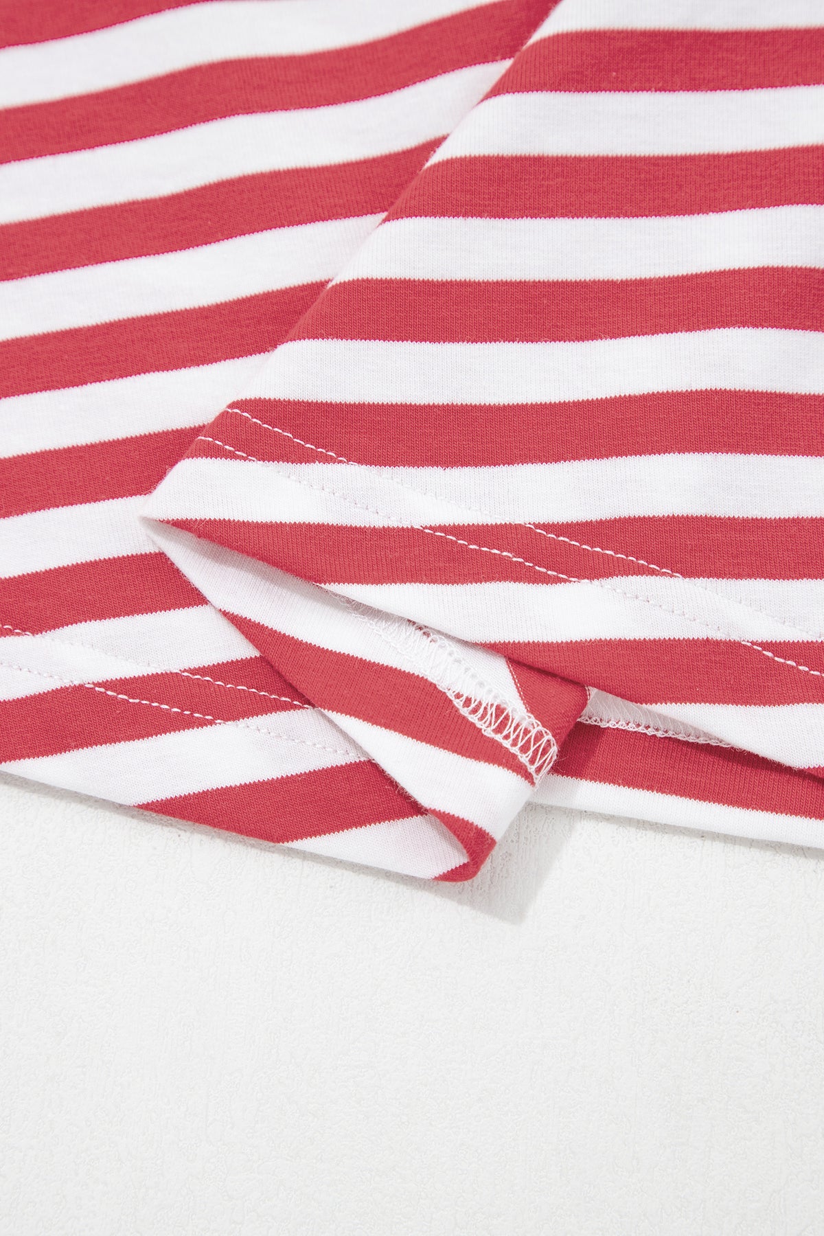 Red Nautical Tie Contrast Trim Round Neck T Shirt Mini Dress