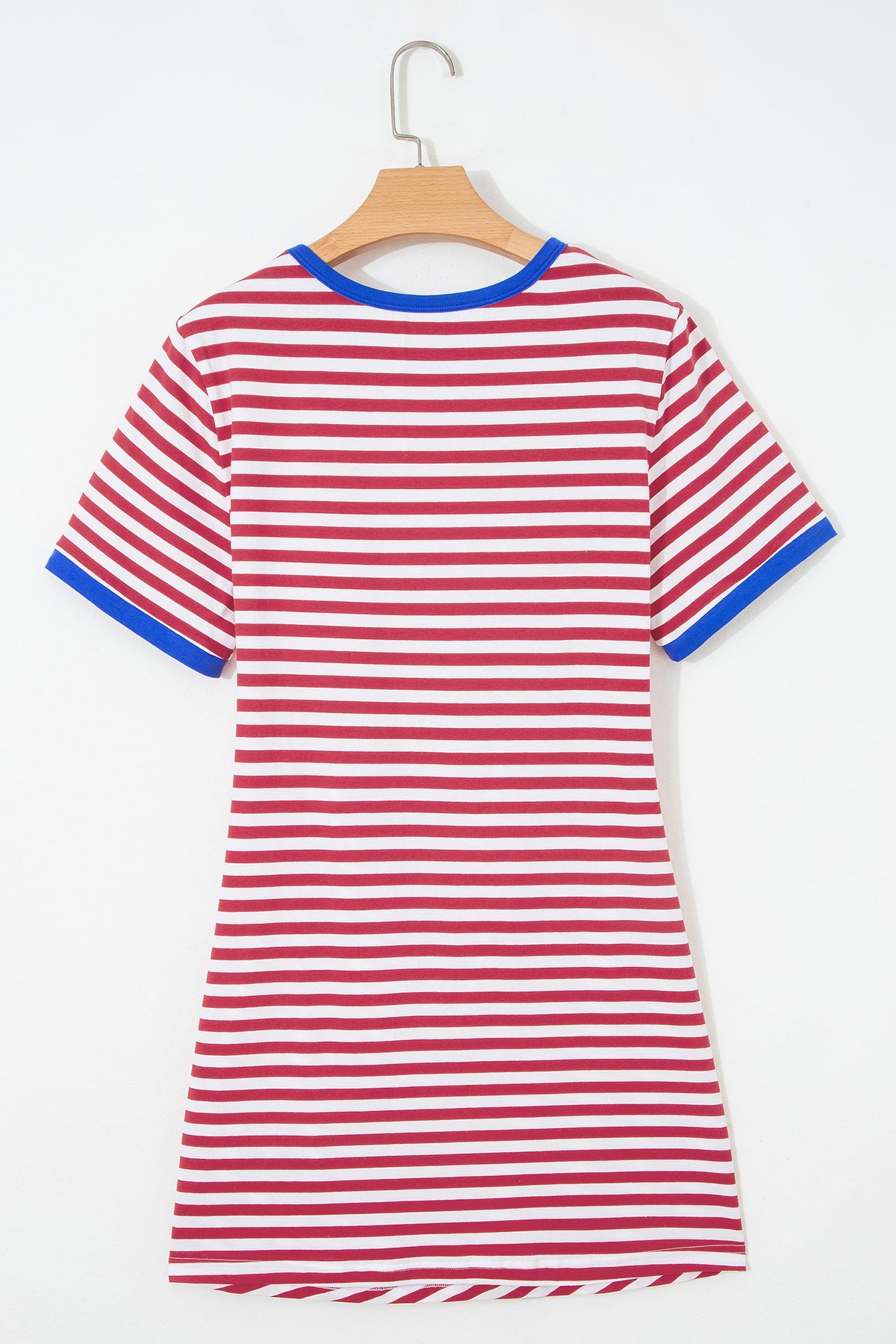 Red Nautical Tie Contrast Trim Round Neck T Shirt Mini Dress