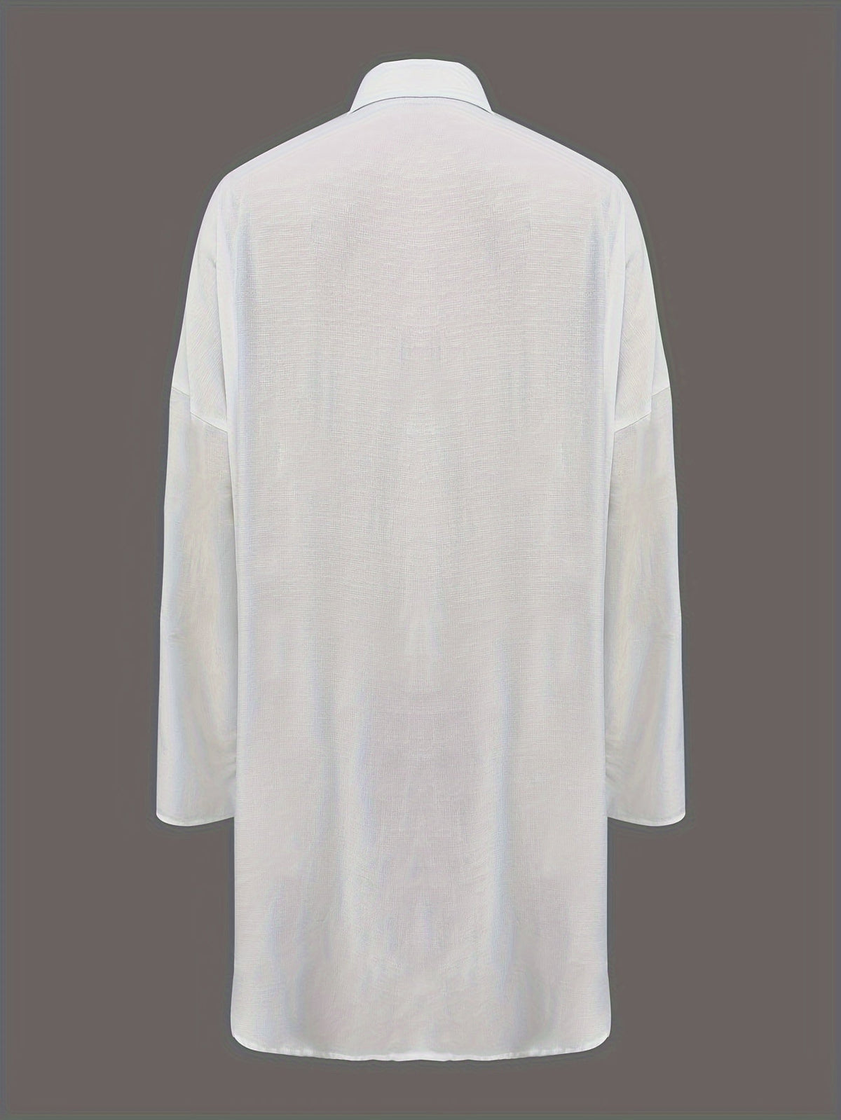 Solid Color Button Front Shirt Dress, Casual Long Sleeve Lapel Dress