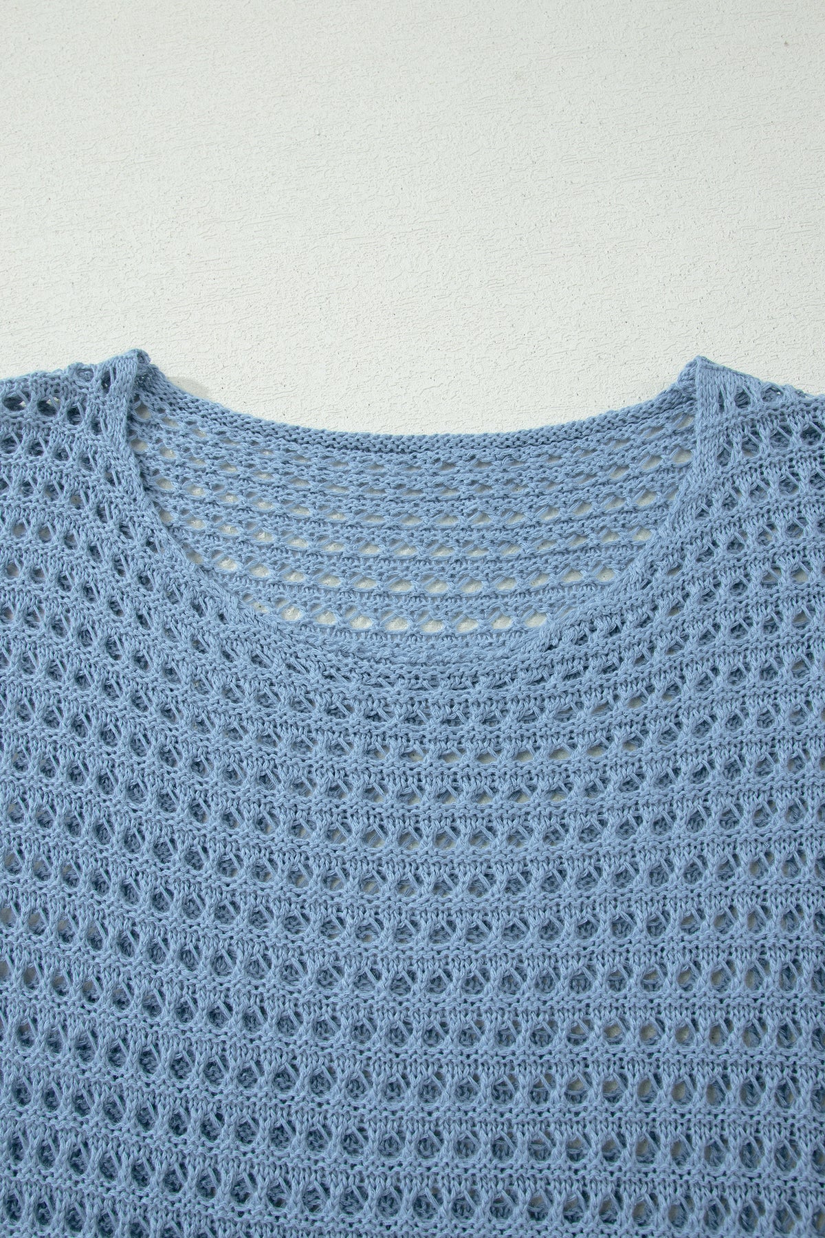 Myosotis Solid Color Hollow Out Knit Long Sleeve Crochet Sweater