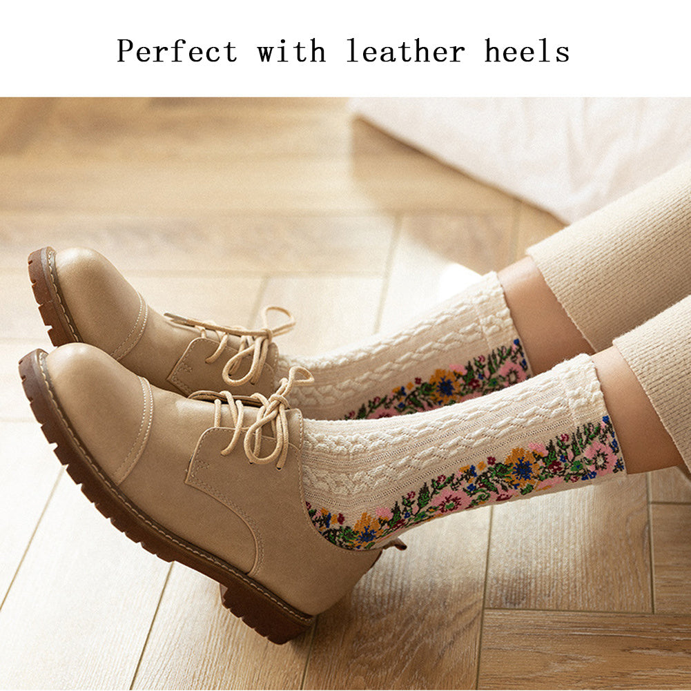 5 Pairs Women's Ethnic Embroidered Mid Socks