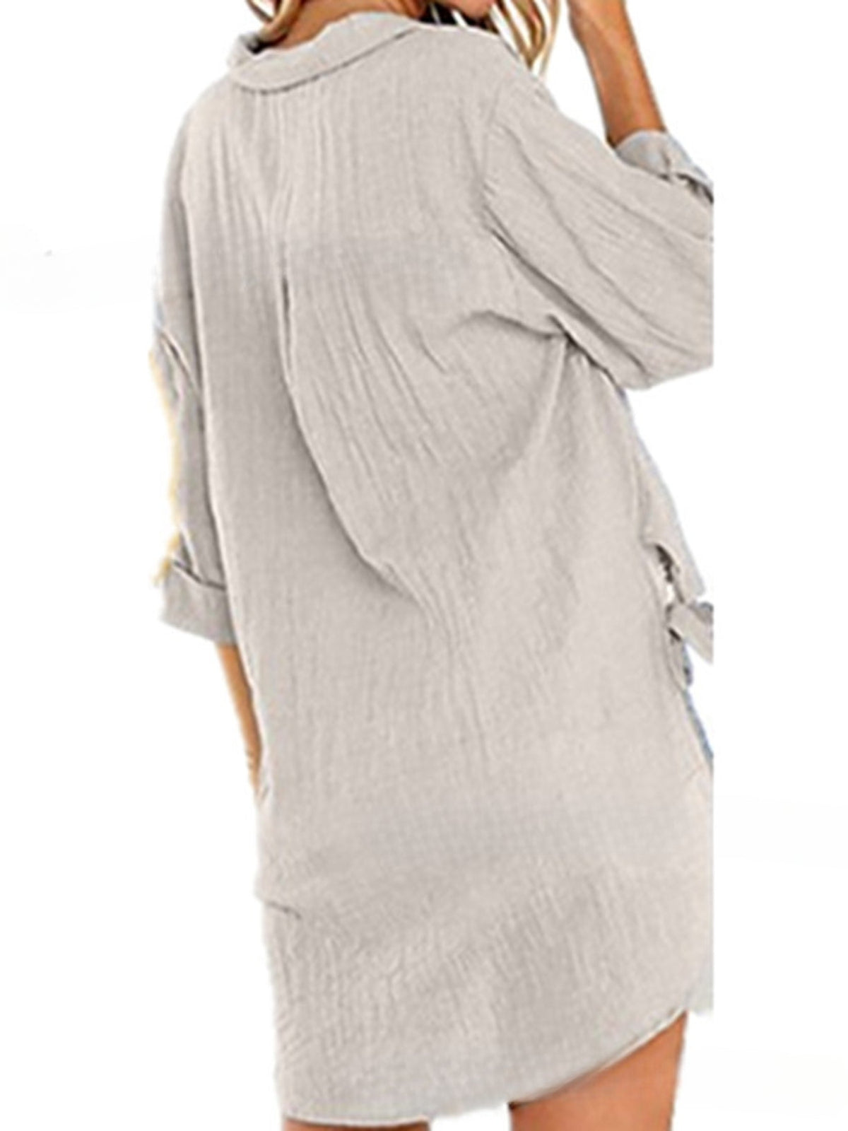Solid Color V Neck Blouse, Casual Half Sleeve Blouse