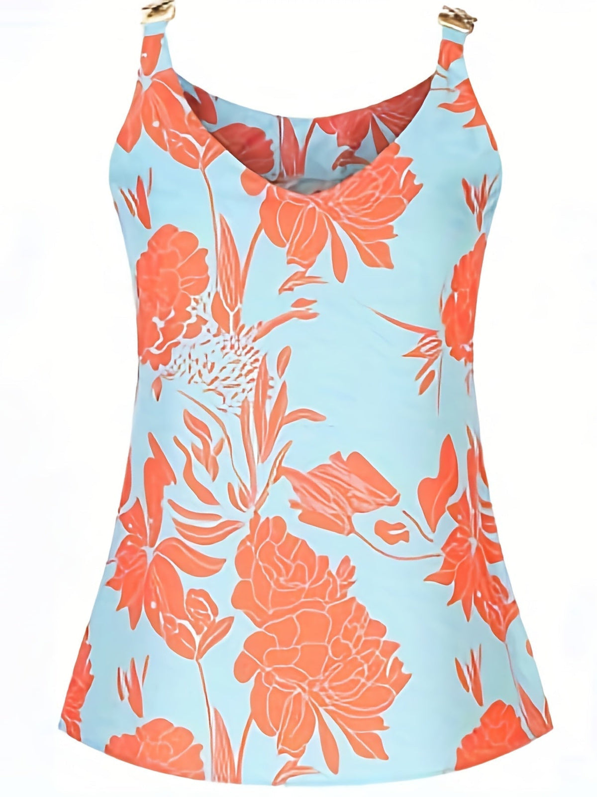 Vintage Floral Print Vest, Casual V Neck Sleeveless Chain Tank Tops