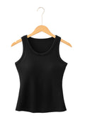 Black Slim Ribbed Padded Tank Top