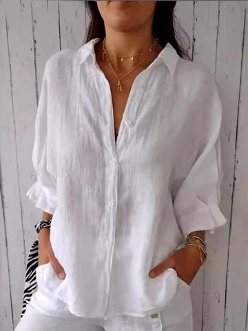 Cotton and Hemp Back Lace Design Shirt