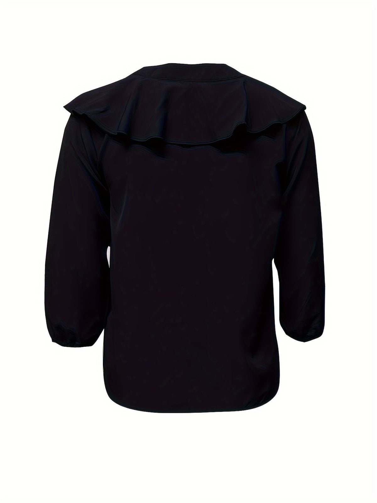 Ruffle Trim Button Front Blouse, Casual Long Sleeve Blouse