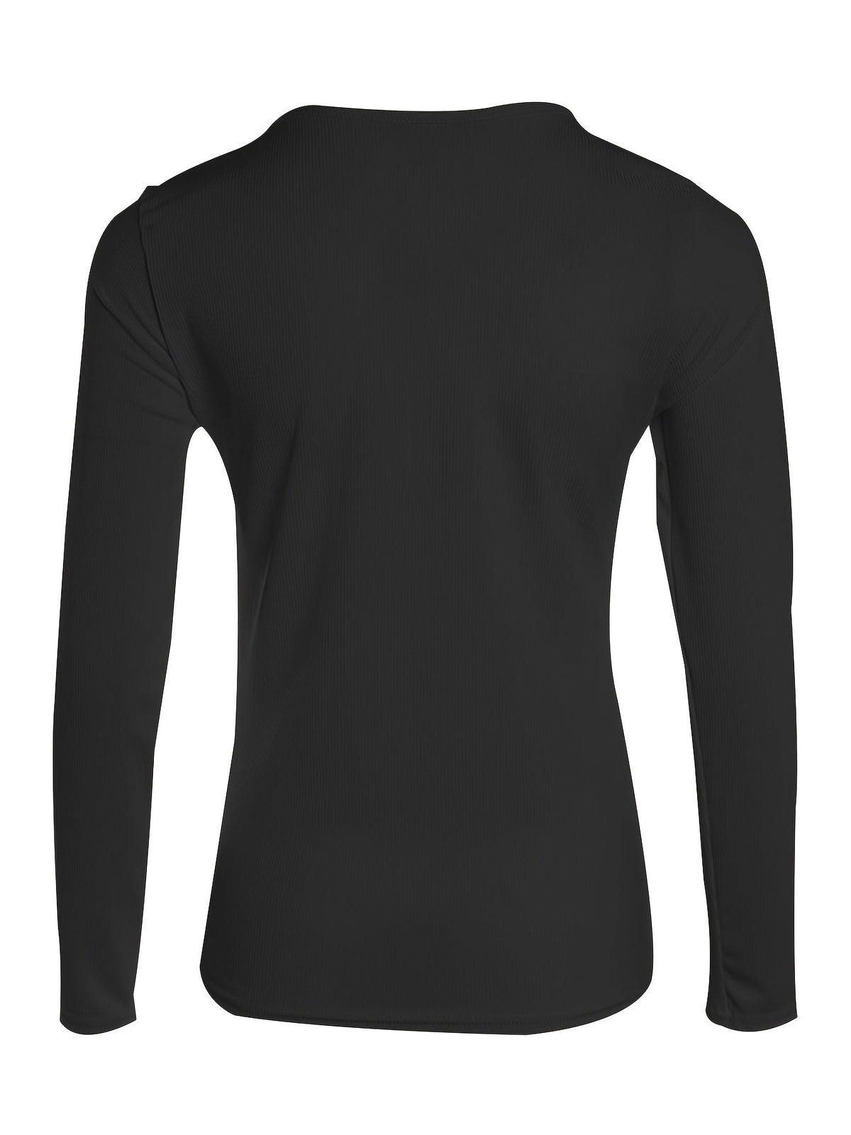 Ribbed Zip Up Slim Top, Casual Button Long Sleeve V-neck T-shirt