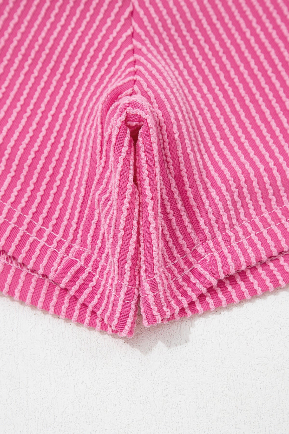 Sachet Pink Leopard Trim Twist Ribbed Short Set