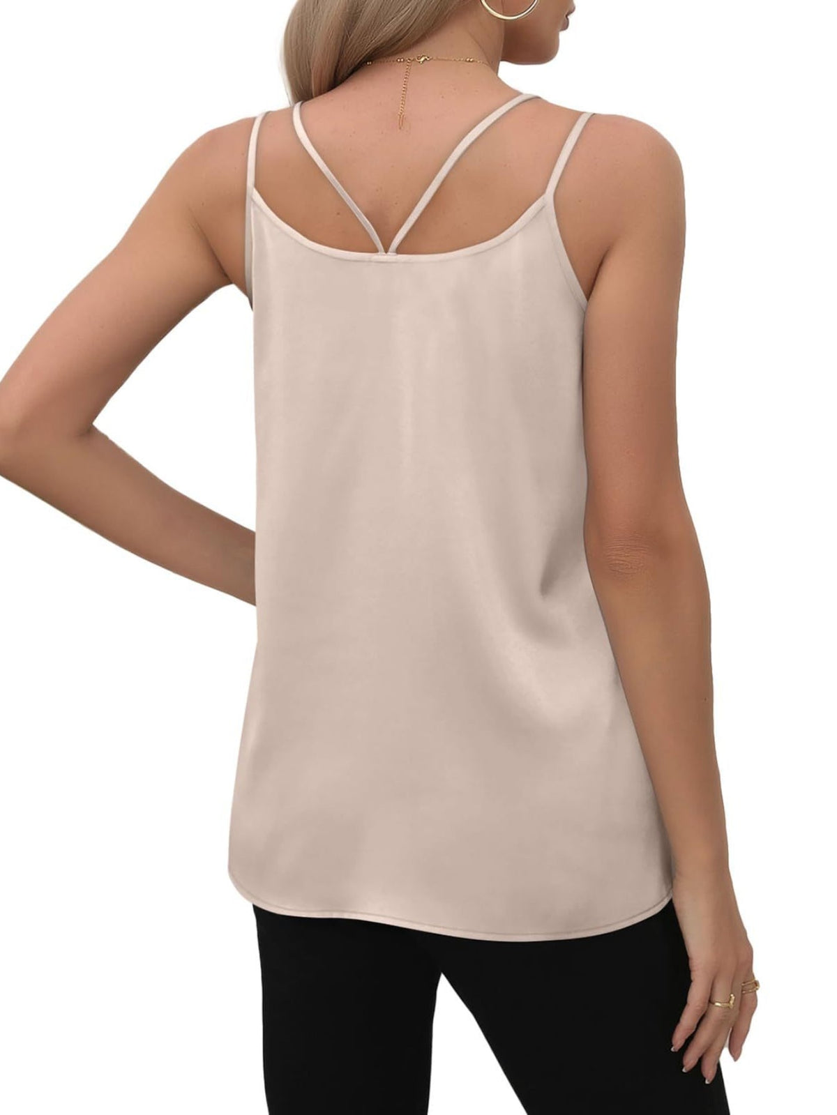 Women's Casual V-Neck Solid Sleeveless Fashion Summer Loose Halter Top