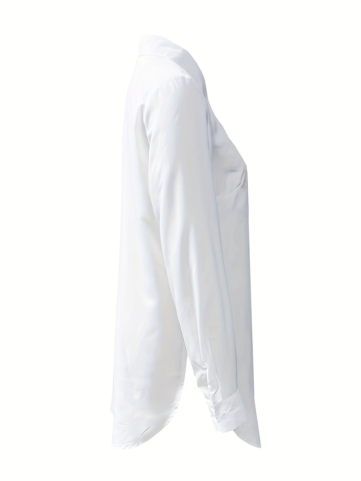Women's Split Button Front Shirt - Casual Long Sleeve Curved Hem Top for Comfortable and Stylish Look