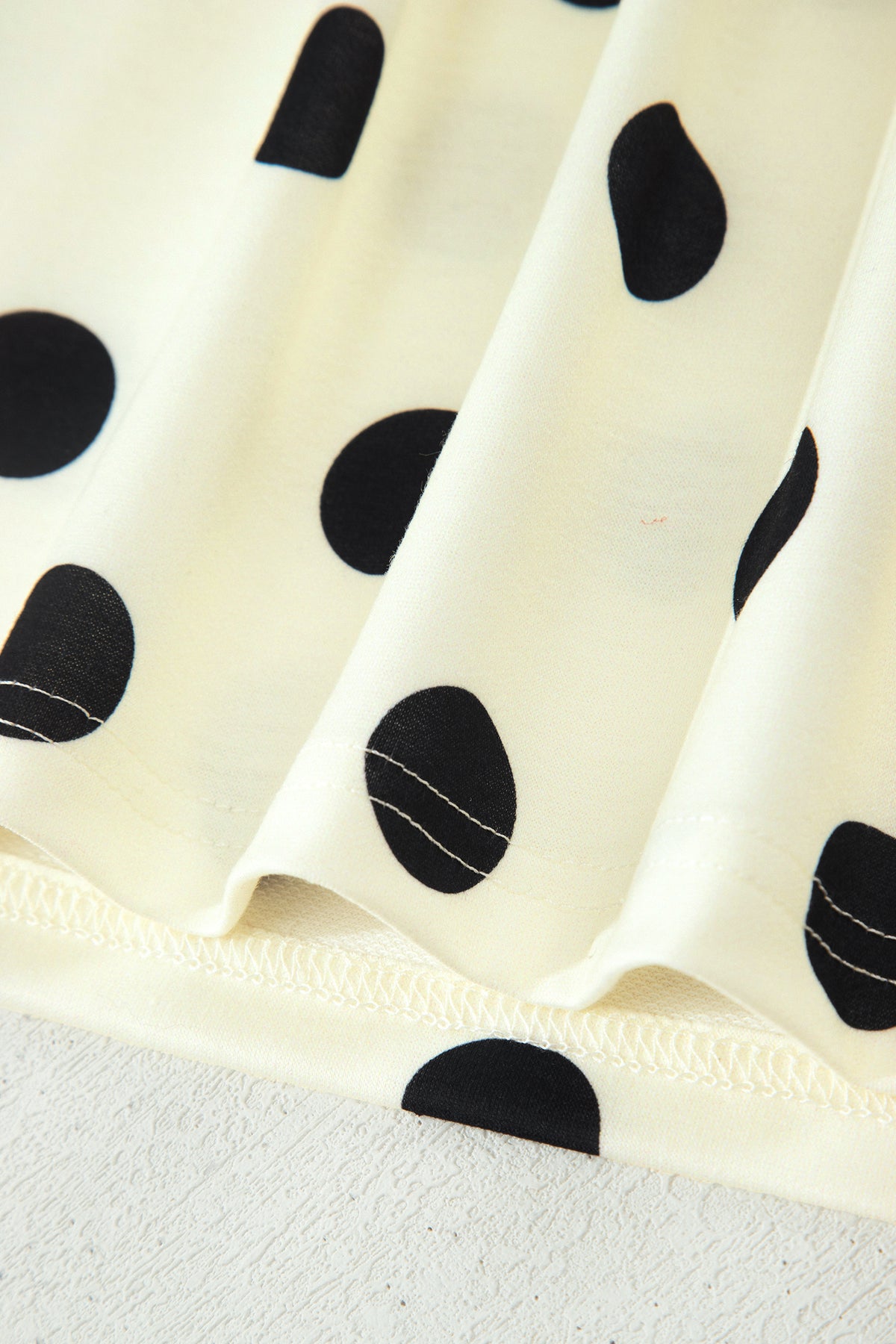 Beige Polka Dot Print High Neck Dolman Top