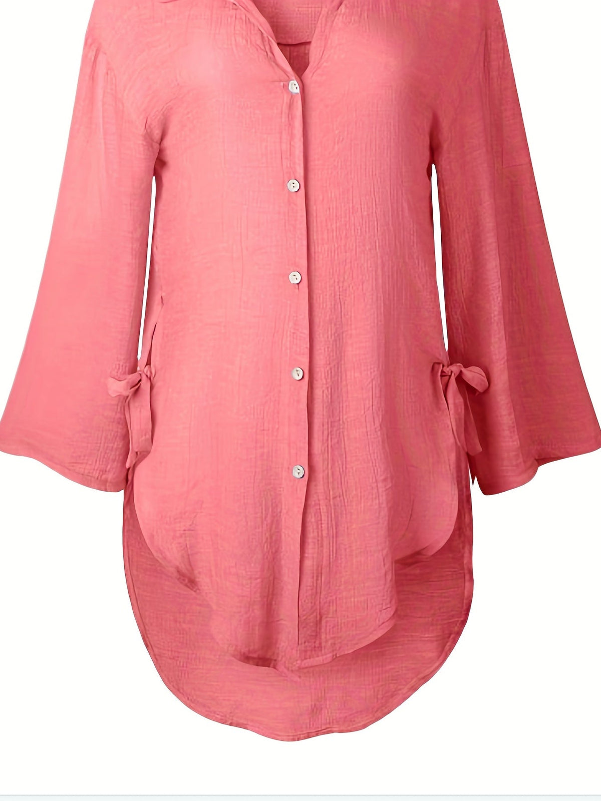 Solid Color V Neck Blouse, Casual Half Sleeve Blouse