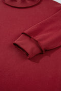 Red Dahlia Oversize Drop Shoulder Reversible Mock Neck Sweatshirt