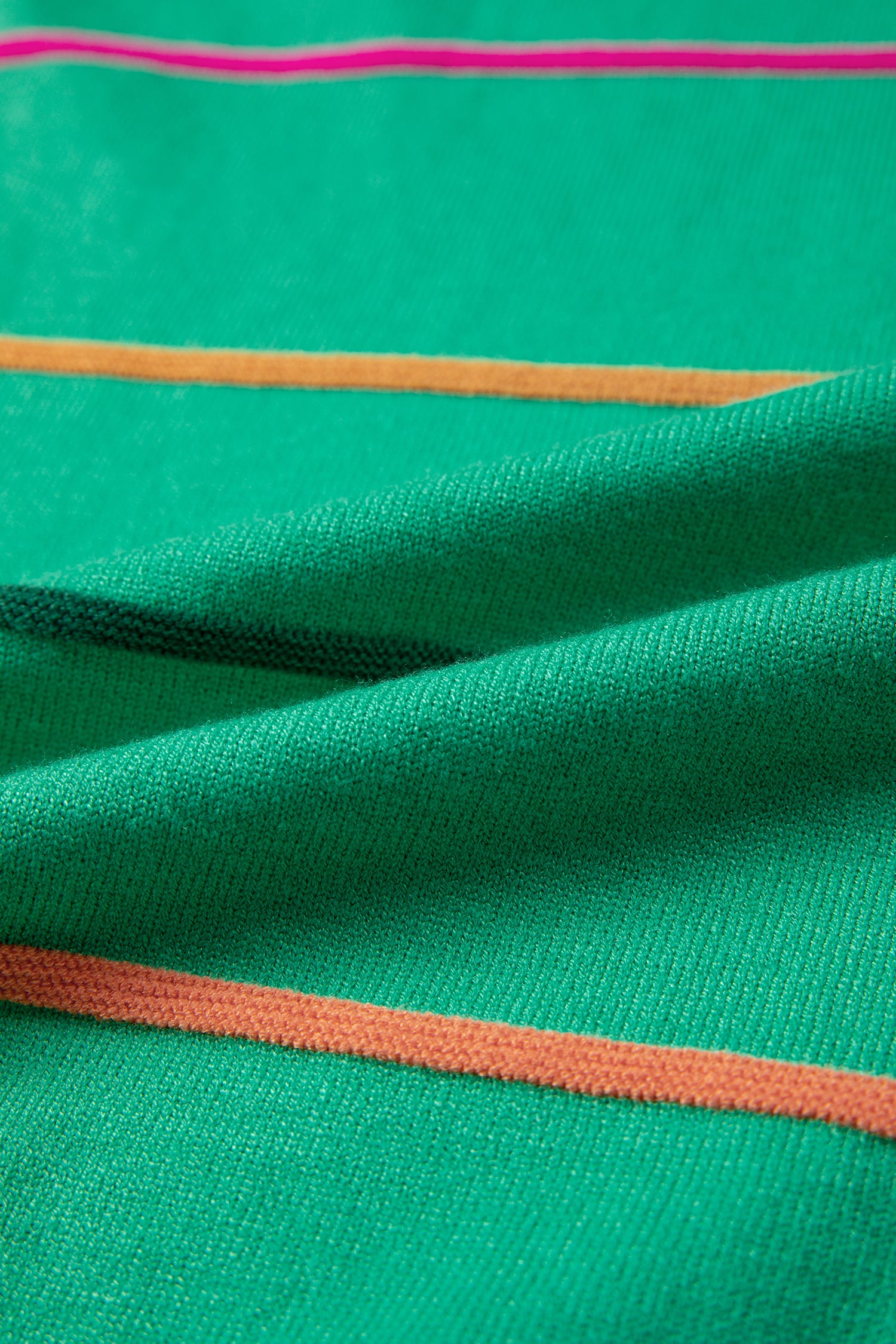 Green Stripe Round Neck Knitted Sweater Tank