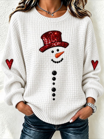 Christmas Snowman Casual Crew Neck Regular Fit Sweatshirt