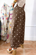Brown Tailored Seam Polka Dot Print Barrel Casual Jeans