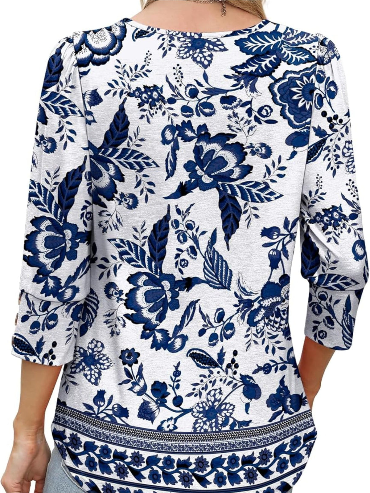 3/4 Sleeve with Buttons Dressy Casual Blouses
