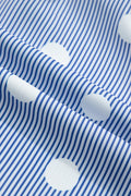 Sky Blue Polka Dot Print Shirred High Waist Casual Shorts