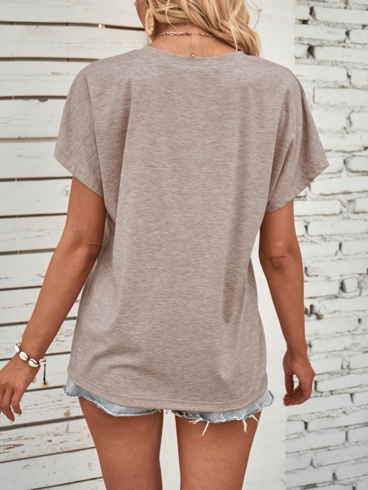 Button Front Solid T-shirt, Casual Short Sleeve T-shirt