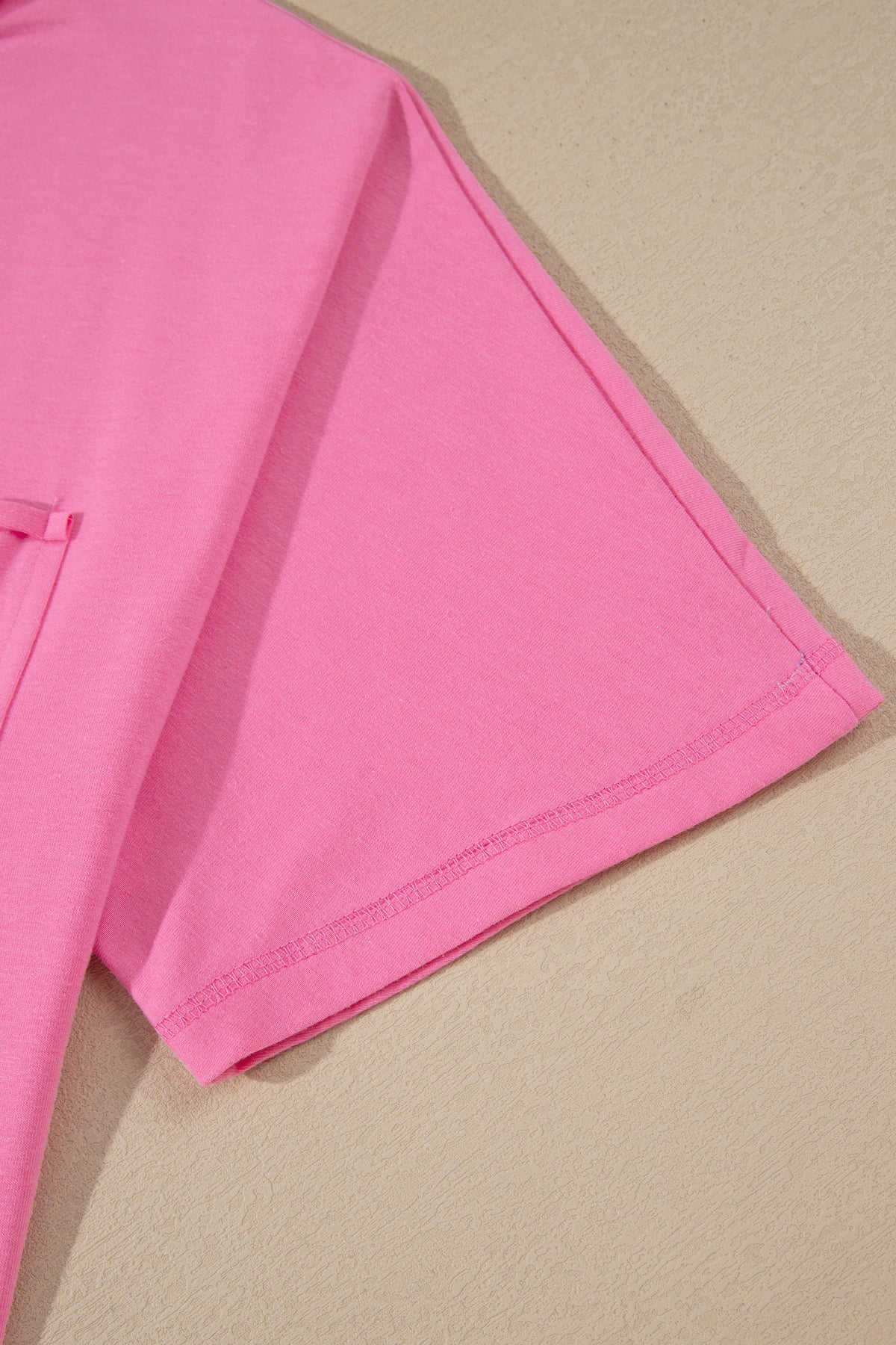 Strawberry Pink Raw Edge Patch Pocket Oversized Top and Shorts Set