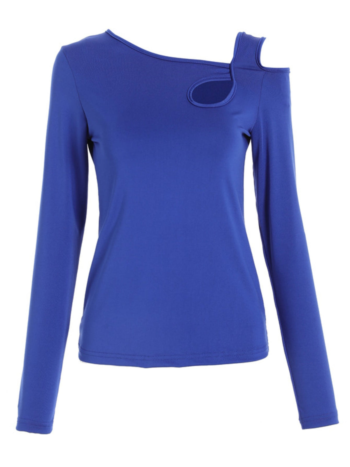 Chic Cold Shoulder Cut Out Asymmetrical Long Sleeve T-Shirt , Comfortable Casual Wear