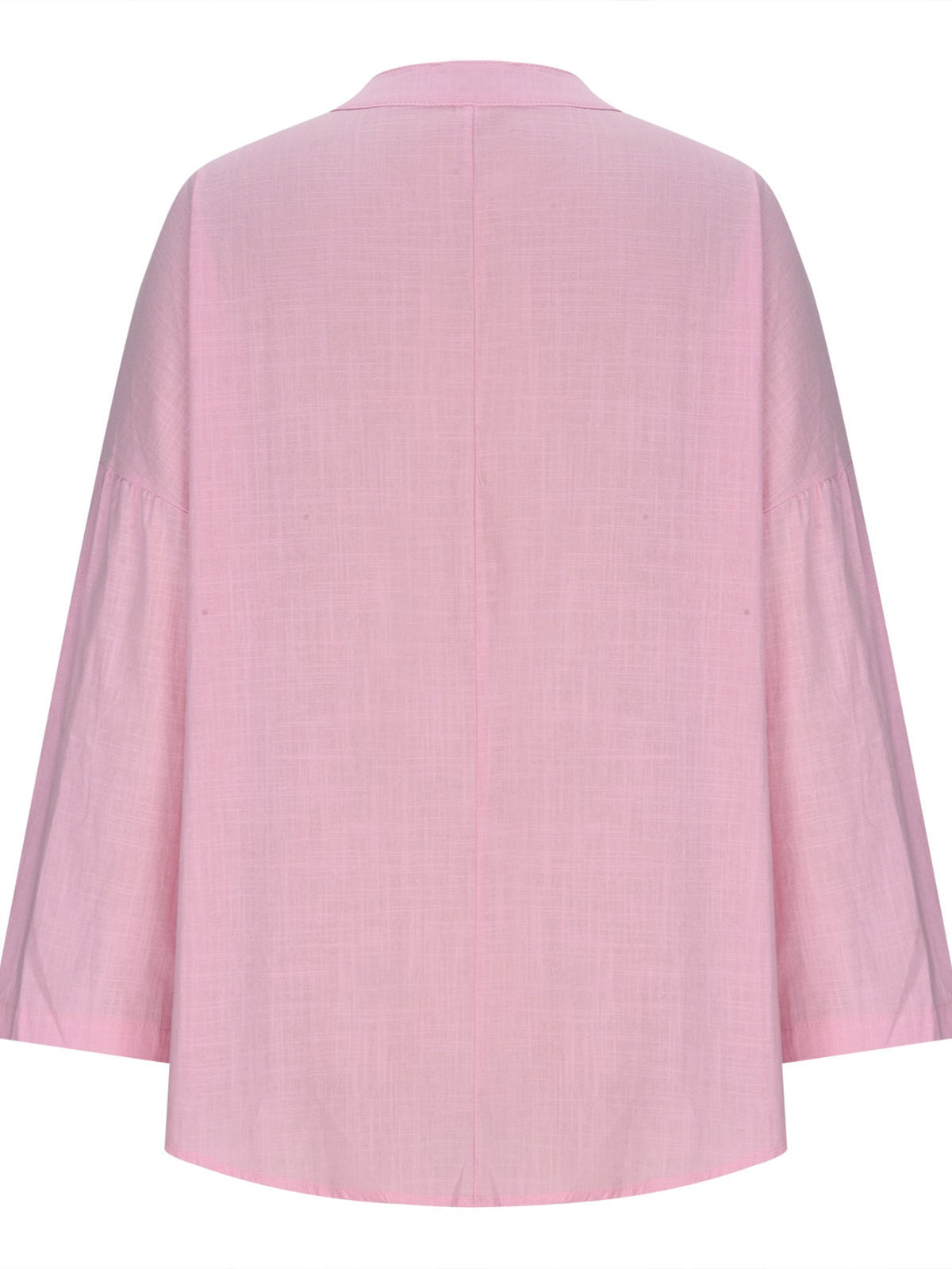 Solid Color Notched Neck Blouse, Elegant Long Sleeve Blouse