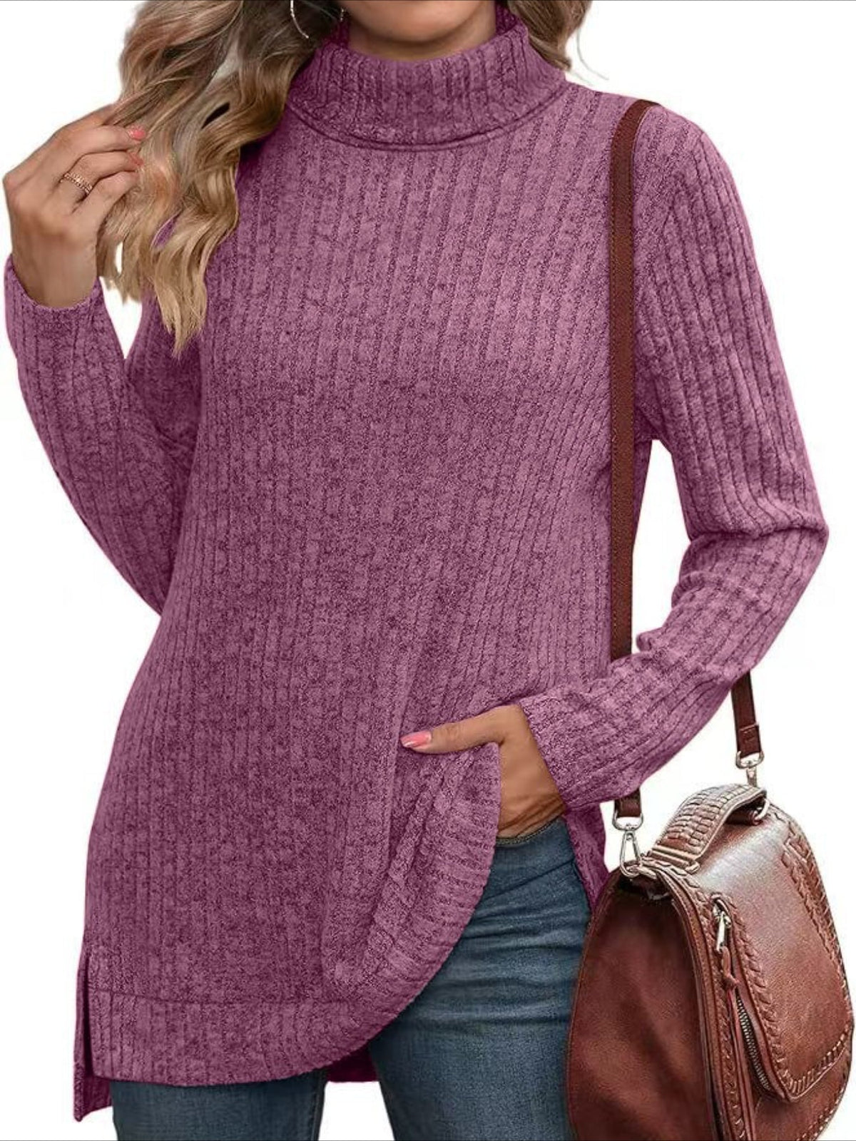 Pullover Turtle Neck Long Sleeve Sweater